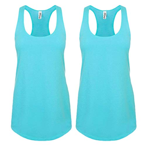 Marky G Apparel Ideal Racerback Tank Top-2 Pack, Tahiti Blue, Medium