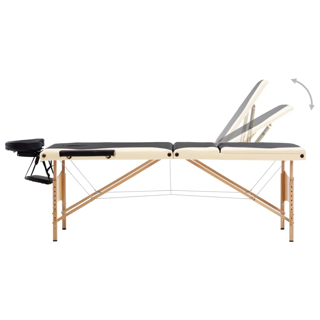 Générique Table de Massage Pliable 3 Zones Bois Noir et Beige,Santé & beauté,Hygiène personnelle,Massage & Relaxation,Tables de Massage,Noir,18.45 KG,110213