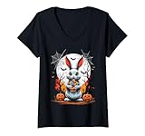 Photo Gallery donna cute ghost bunny with candy spooky ghost halloween costume maglietta con collo a v Photo Gallery donna cute ghost bunny with candy spooky ghost halloween costume maglietta con collo a v