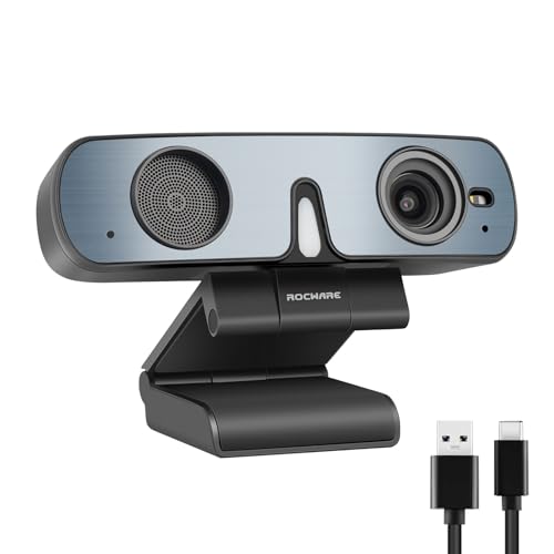 ROCWARE RC28 1080P 60FPS Webcam with Dual Microphones | Cardioid & Omnidirectional Pickup, Hi-Fi Sound, AI Noise Cancellation & Raw Audio Modes for Streaming, Video Calls & Studio-Quality Recording