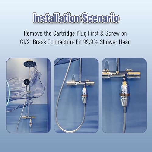 BriskSpring Duschfilter mit Zeit-Erinnerung, Duschfilter mit Vitamin C für hartes Wasser, Kalkfilter Dusche zur Entfernung von Chlor und Schwermetallen, 2-in-1 Wasserenthärter, Silber