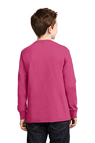 Port & Company Youth Long Sleeve 100% Cotton T-Shirt, Sangria, Small2