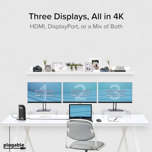 Image of Plugable 13-in-1 USB C Docking Station 4K Triple Monitor with 100W Power Delivery | USB C Dock for Windows, Mac, ChromeOS, Thunderbolt | Driver Required | 3X HDMI and 3X DisplayPort (UD-ULTC4K)