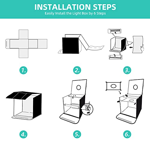 Photo Box, 8 Pcs Backdrops Travor Photo Light Box 24 X 24 Inch Dimmable Photography Lighting Shooting Tent Kit With 126 Pcs Led Lights, Portable Bag (White Black Red Blue Green Yellow) #TOP6