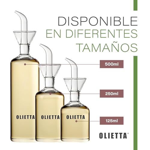 Miniatura 9 de Olietta - Aceitera Antigoteo Tipo Botella De Cristal A Prueba De Fugas 500ml 0,5 Litros - Aceitera De Cristal Ideal Para Verter Y Rociar Aceite De Oliva, Vinagre, Etc. - Fácil De Limpiar