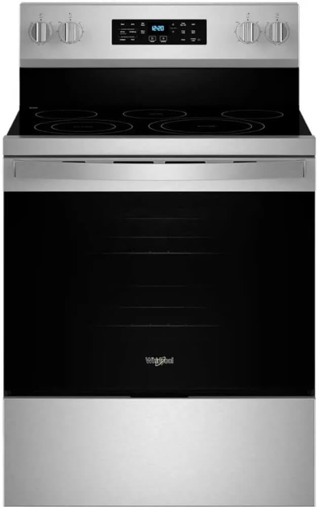 Whirlpool 30 in. 5 Element Freestanding Electric Range in Fingerprint Resistant Stainless Steel with Air Cooking Technology