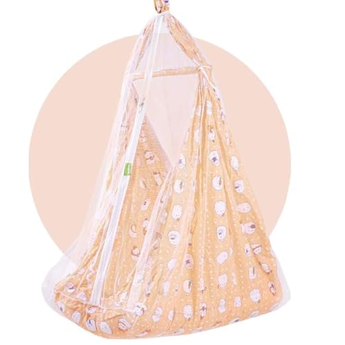 Image of BAYBEE Cotton Hanging Cradle and Swing for Baby with Bedding Set, Mosquito Net, Window Hanger, Portable Jhula Jhoola, Home Essential (Orange)