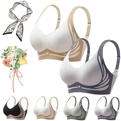 DENGWANG Lushfitting Powerful Push-Up Seamless Bra, Lush Fitting Pushup Bra, Super Gather Bra Wireless Push up Bra (US, Alpha, Medium, Regular, Regular, 2 Pcs D) Cover