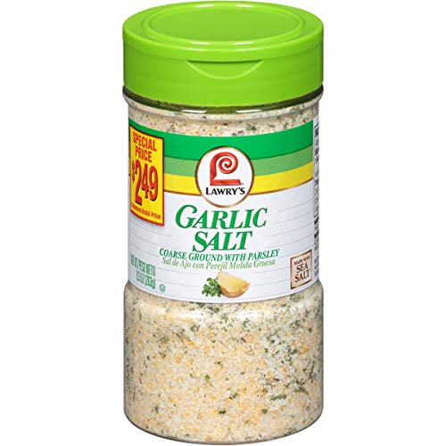 Lawry's, Garlic Salt - Premium Blend Seasoning, Coarse Ground with Parsley - 9.3oz, 263g Salt Bottle