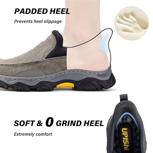 UPIShi Men's Hands Free Slip On Loafer Slip-ins Walking Casual Canvas Lightweight Indoor Outdoor Cushioning Shoes4