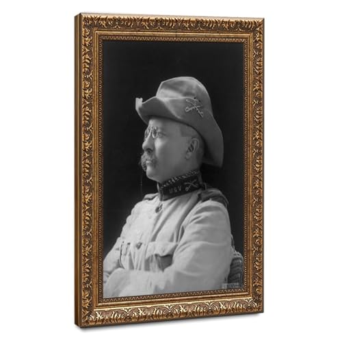Toile Theodore Roosevelt noir et blanc de 61x91.4 cm avec cadre suspendu