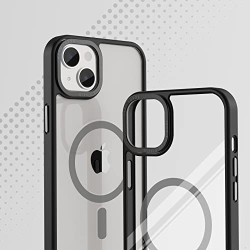 Image of Vaku Luxos Clear Armor MagPro for iPhone 14 Plus Cover Case, Shockproof, Scratch Resistant, Slim, Thin, Military-Grade Metal Ring Camera Protection, Compatible with MagSafe Back Cover - Black