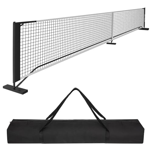 ピックルボールネット テニスネット 6.7M フルサイズ 屋外規格 金属フレームスタンド ポータブル アウトドア トレーニング キャリーバッグ付 コンパクト 簡単組立 屋内外ゲーム用 (ブラック)