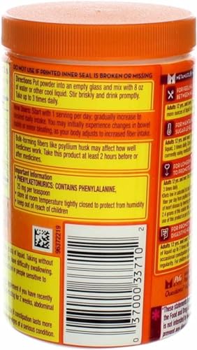 Image of Metamucil Daily Fiber Supplement /Therapy for Regularity, Sugar Free, Orange Smooth, 6.1 oz (Pack of 3)