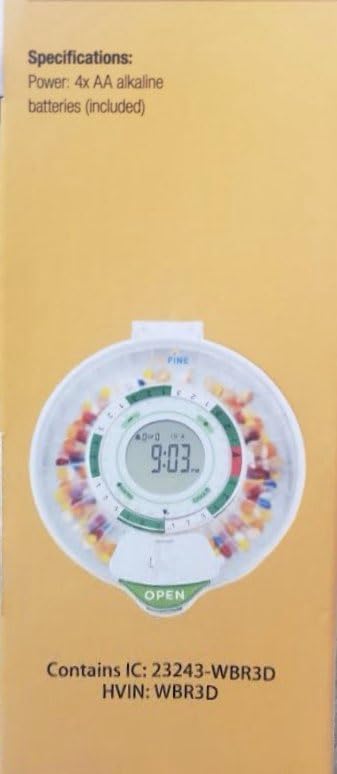 Underside of the pill dispenser showing battery compartment