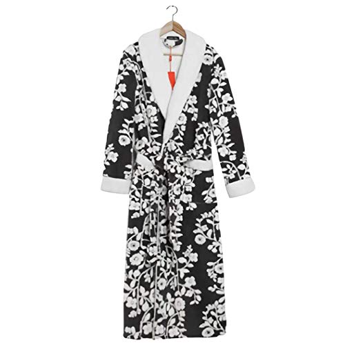 Peignoir d'hiver long et épais en velours thermique homme noir S