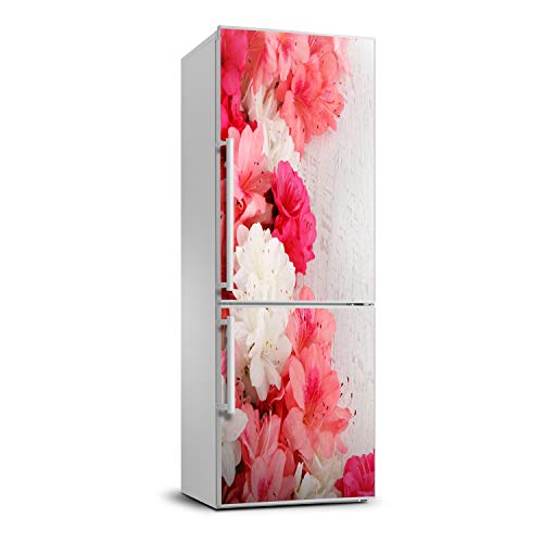 Renovar nevera rayada con película autoadhesiva flores de madera 70x190 2