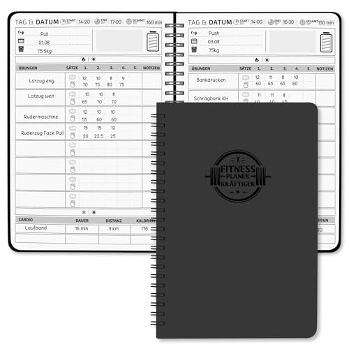 Trainingstagebuch Deutsch mit 186 Workout für dein Krafttraining, Undatierte Trainingsbuch A5, Fitness Journal für Fitnessenthusiast, Gym Buch, Workout Tagebuch für Bodybuilding im Gym & ​Heimtraining