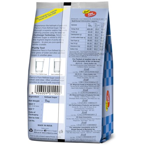 Image of Parry's Pure Refined Sugar, 1000 g (Pack of 2)