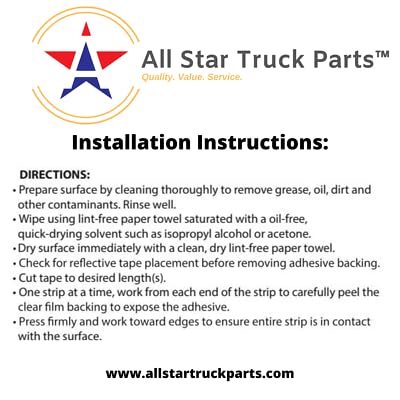 All Star Truck Parts Conspicuity Tape Premium DOT-C2 Approved Reflective Truck Trailer Red White 2”x150’ 4 Year Average Life -1 Roll
