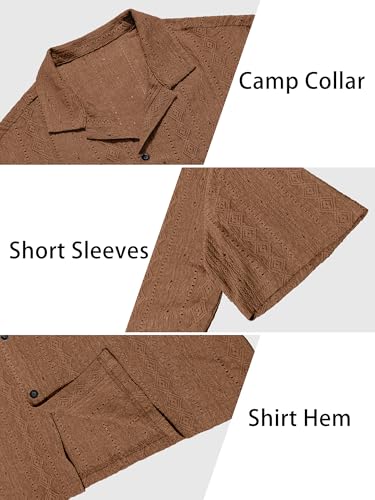 PLEPAN Men's Beach Casual Shirts Button Down Shirts Short Sleeve Tropical Summer Vacation Shirts with Vintage Striped3