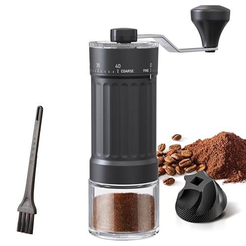 KharWette Portable Coffee Grinder Conical Burr for Espresso French Press Pour Over Double Bearing External Adjustment Capacity 25g (Ceramic Burrs)