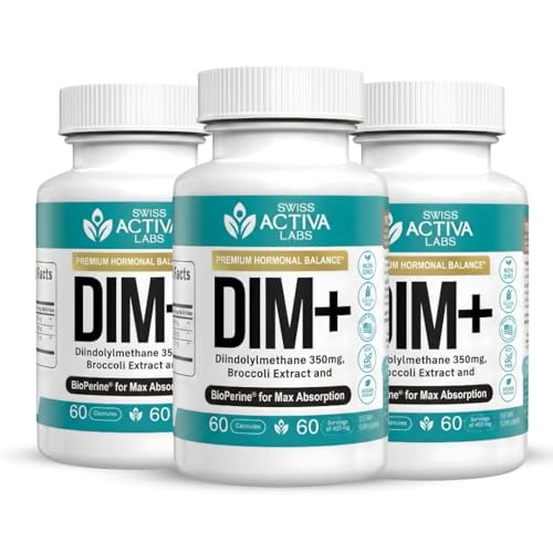 Image of Swiss Activa+ Labs DIM Supplement for Women & Men, Estrogen Balance Support | Hormone Balance Support for Women & Men, Diindolylmethane, Gluten Free, Non-GMO, Vegan, 180 Day Supply