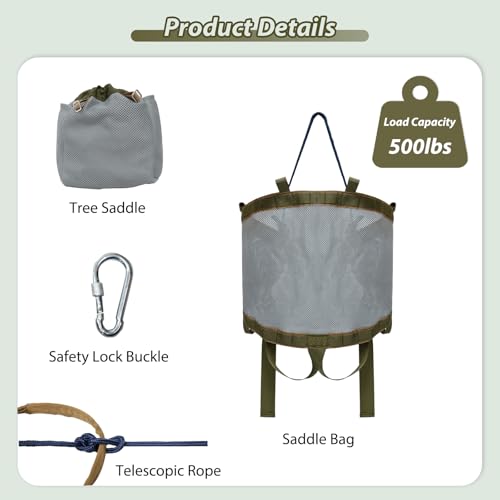 JOMAILIEEL Saddle Hunting Kit, Waterproof Dump Pouch, Lightweight Tree Saddle Accessories Compatible with Hawk Helium Hunting Systems with Bag by JOMAILIEEL - Image 4