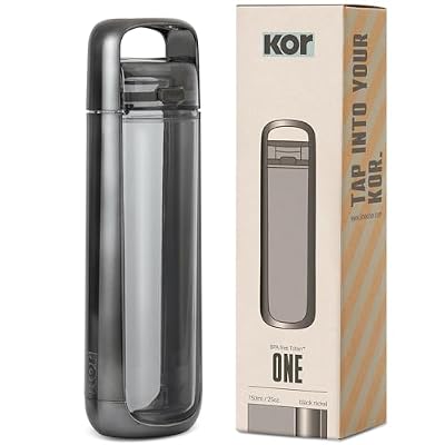 KOR ONE BPA Free Clear Reusable Water Bottle I 750mL I 25 Oz I Safe & Non-Toxic I Sustainable & Eco-Friendly I Leak Proof I One Click Cap w/ Handle I Wide Mouth I Great for Travel & Workouts