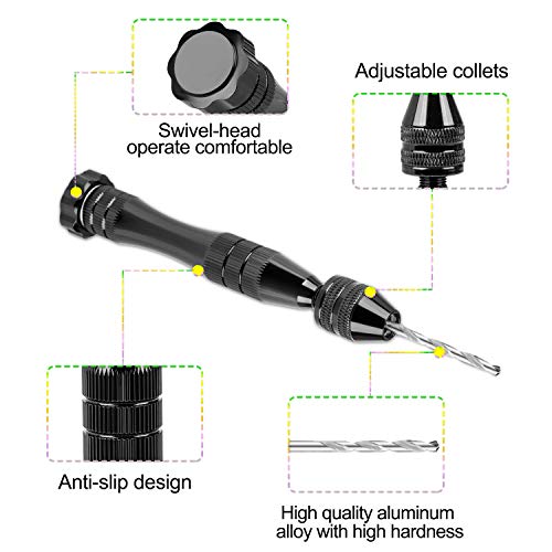 CYLBAQ 32 Pcs Pin Vise Hand Drill Bits Set Mini Pin Drill Bits Set with Mini Drills, Twist Drills and Bench Vice for Wood, Jewelry, Craft Carving, Electronic Assembling(0.3-1.2 mm PCB Drill)