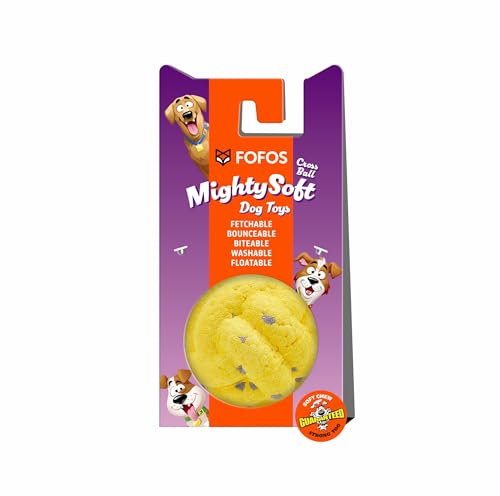 Image of BarkButler x FOFOS Super Bounce Toys Cross Ball- Dog Ball Toy, Chew Toys for Dogs, Dog Toys for Medium Dogs (0-20kgs) - Yellow