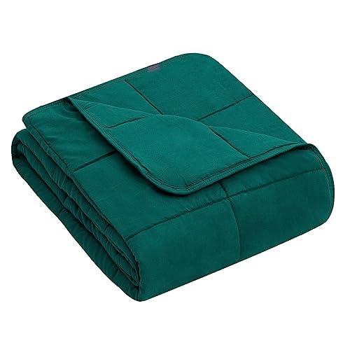 Image of yescool Weighted Blanket (10 lbs, 41 inch x 60 inch, Dark Green) Cooling Heavy Blanket, Perfect for 90-110 lbs, Breathable Throw Blanket Gifts with Premium Glass Bead, Machine Washable