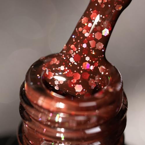 BURANO Glitter Gel Esmalte de Uñas LED UV Deep Red LP28 miniatura 1