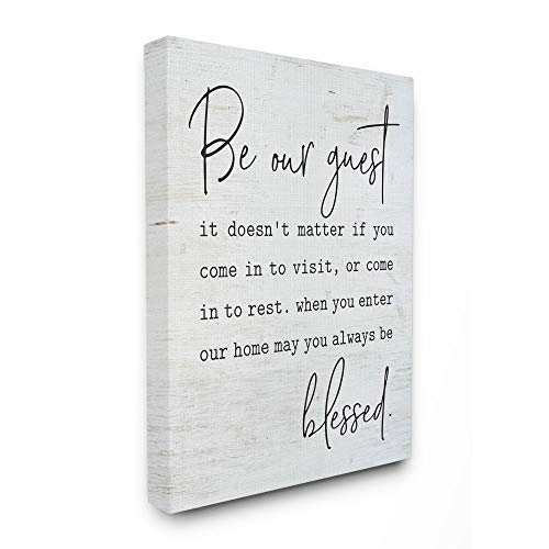 Stupell Industries Be Our Guest Home Family Inspirational Word On Wood Texture Design Canvas Wall Art, 16 X 20, Multi-Color #TOP11
