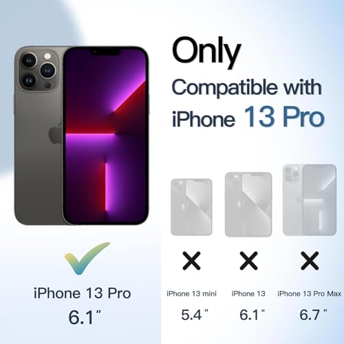 Image of Magnetic Case for iPhone 13 Pro 6.1-Inch Compatible with MagSafe, Shockproof Phone Bumper Cover, Solid Color Matte TPU Frame, Anti-Scratch Clear Back (Black)