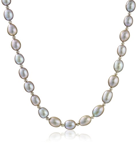 Amazon Collection Sterling Silver Grey Freshwater Cultured Pearl Necklace, Bracelet And Dangle Earrings Jewelry Set (8-9Mm) #TOP1