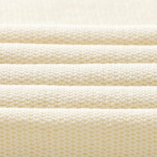 Hadetoto Baby Blanket Newborn Girl Boy Cotton Knit Blankets Soft Cozy Receiving Swaddle Blankets Infant Toddler Travel Blankets (Cream) 5