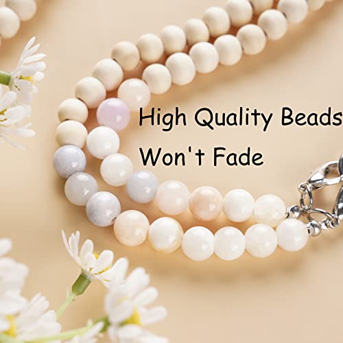 Lanyards For Id Badges,Badge Lanyard Necklace For Women,Beaded Wooden Natural Stone Lanyard For Keys Neck Lanyards For Glasses Chains For Women With 2 Pieces Waterproof Badge Clip #TOP5