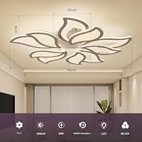 OTREN LED Deckenleuchte Wohnzimmer 70cm,Modern Deckenlampe Blume, 3000–6500 K dimmbar, mit Fernbedienung, Timer, Nachtlicht & Memory, für Schlafzimmer und Jugendzimmer – Ansicht 3
