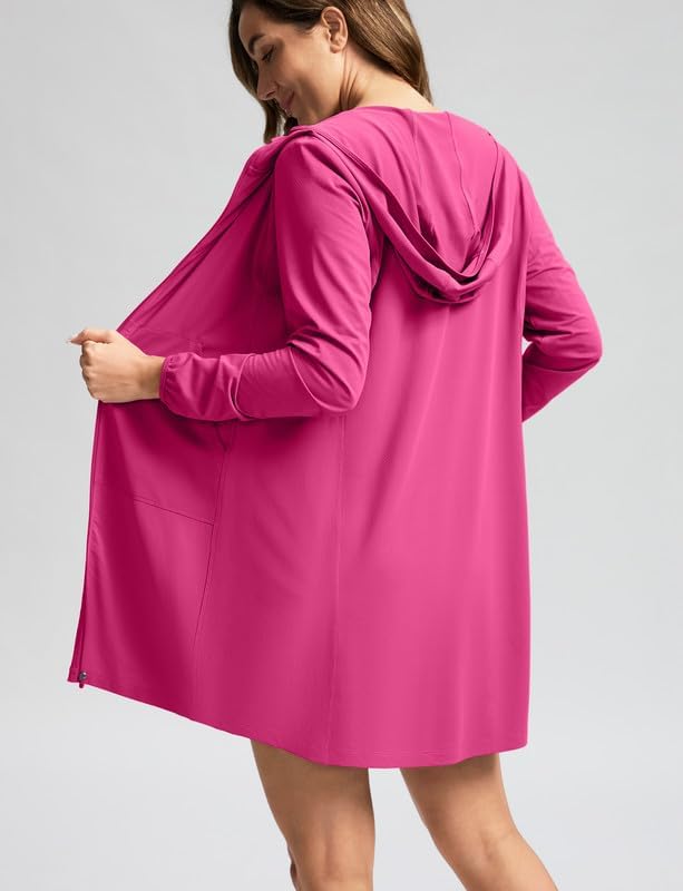 Women's UPF 50+ Swim Cover Up Sun Protection Hoodie Long Jacket SPF Lightweight Beach Cover Ups for Women - Image 2