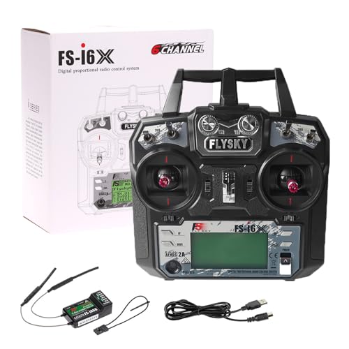 Transmisor RC Flysky FS-i6X 10CH con receptor iA6B para control preciso de drones