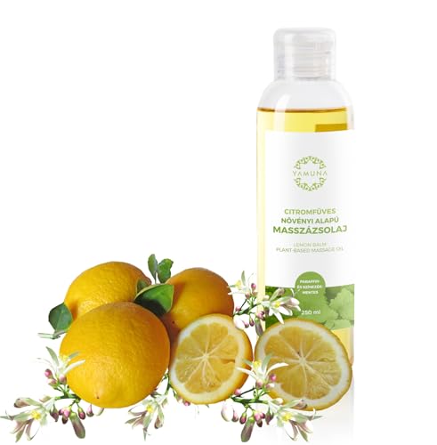YAMUNA NATURAL BEAUTY Massageöl, 100% pflanzlich, Naturkosmetik aus Ungarn. Professionelles Öl – frei von Paraffin und Parabenen für eine erfrischende Massage. (Zitronenmelisse)
