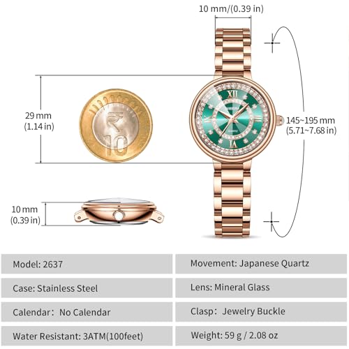 Image of NIBOSI Women Watches Analog Quartz Stainless Steel Band Rose Gold Luxury Elegant Diamond Watch for Ladies Stylish Waterproof Wrist Watch