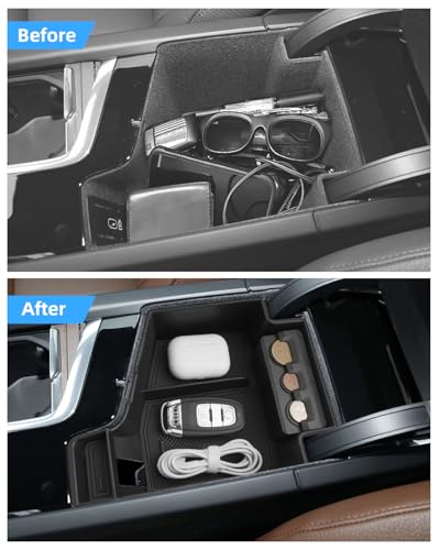 LANGBEAN Organizator Podłokietników dla Volvo XC60 2026 2027, Pudełko do Przechowywania Konsoli Środkowej z Pudełka na Monety, Akcesoria do Organizatora Podłokietników z Podkładką