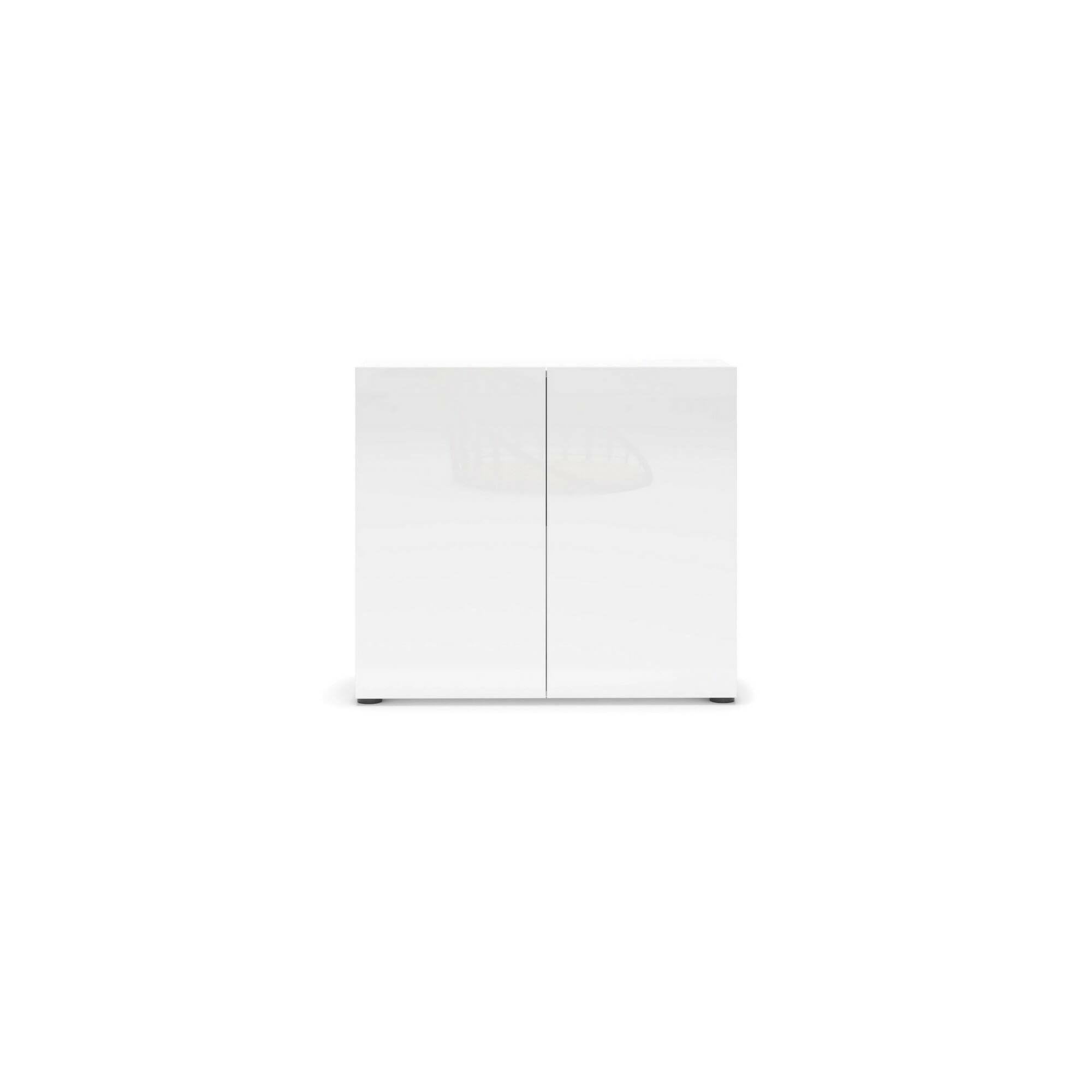 Dmora - Credenza Abeba, Buffet da soggiorno, Madia da salotto, Dispensa da cucina, Made in Italy, 90x38h79 cm, Bianco lucido