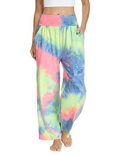 ZJCT Womens Yoga Pants Wide Leg Comfy Loose Sweatpants Workout Joggers Lounge Pants with Pockets Tie Dye S