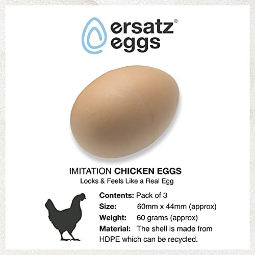3 x Imitation CHICKEN/POULTRY/HENS EGGS - Weighted to Feel Real - Plastic/Dummy/Fake Egg for Chickens Coup,Nest Boxes to encourage laying or prevent eating of eggs