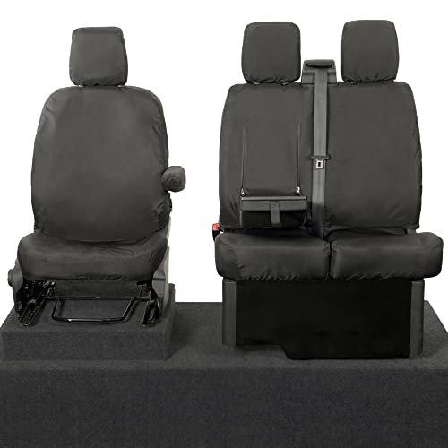 My Van Seat Covers | To Fit Ford Transit Van MK8 (Including Tipper) Seat Covers 2014 Onwards | Tailored Waterproof Easy to Fit | Front (Single/Double WITH Pull Down Tray) Black - MVSC120B