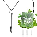 LAMKHOO Breathing Necklace to Quit Smoking and Vaping with Refillable Mint Pods Stainless Steel Stop Smoking Aids Fidget Necklace for Anxiety Relief Smokeless Inhaler for Adults