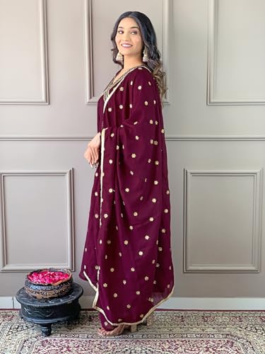 Image of Naixa Women's Vichitra Silk Embroidered A-Line Kurta with Pant and Dupatta Sets (NK-442)